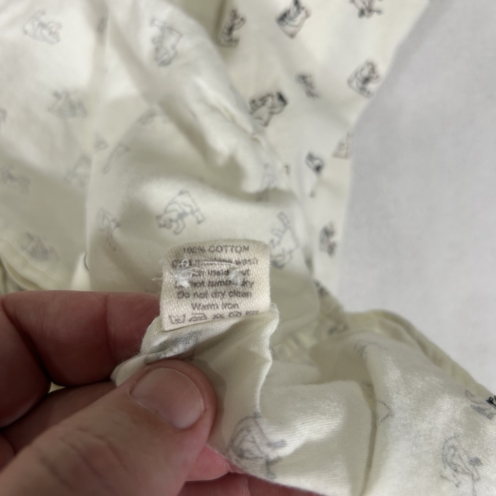 Far Afield Mens‎ Large Button Up Shirt Drunk Bear Print Ivory Long Sleeve Size 3 - Picture 6 of 6